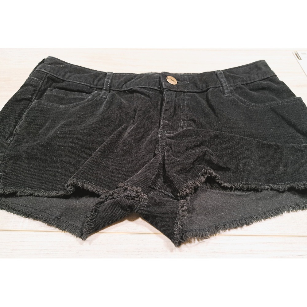 Roxy Womens Black Corduroy Cut Off Shorts Low Rise Frayed Hem Size 7 - Picture 11 of 12